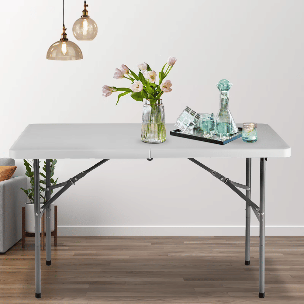 6FT Folding Picnic Table for Outdoor, Portable Fold-in-Half Plastic Dining Picnic Party Table with Carrying Handle(Shipment from Walmart)
