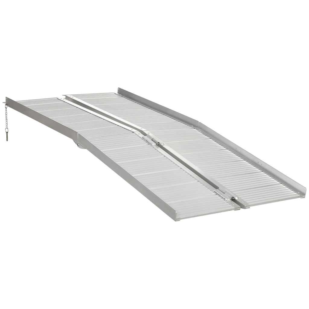 6ft Folding Wheelchair Ramp Portable Aluminum Easy Access Silver for Stairs Doorways