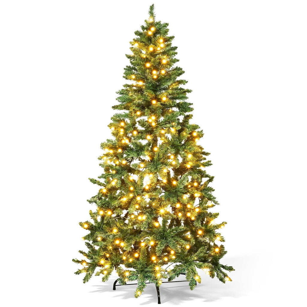 6FT Half Christmas Tree, 427 PVC Tips, 250 Warm White Lights with 8 Modes & Remote, US Plug