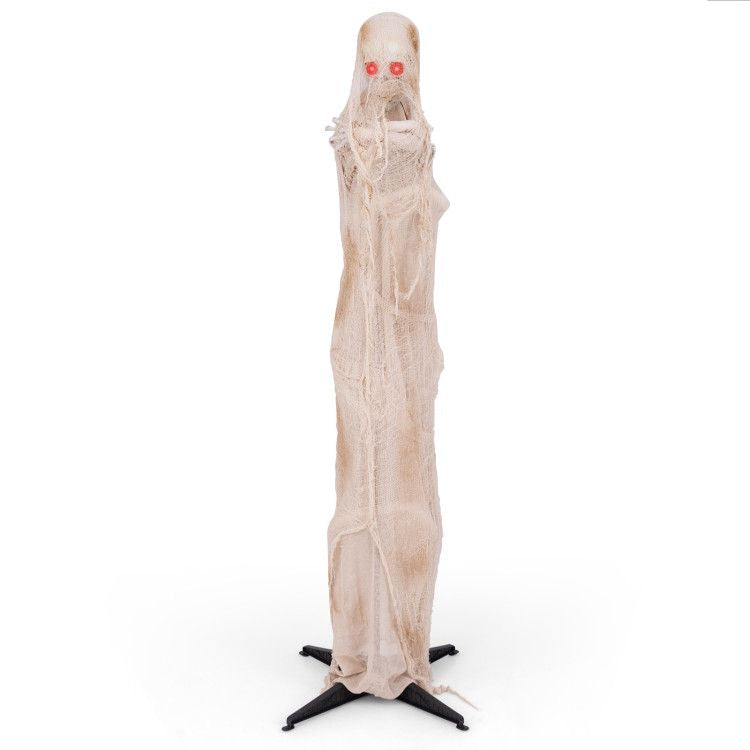 6FT Halloween Animated Standing Mummy with LED Red Glowing Eyes
