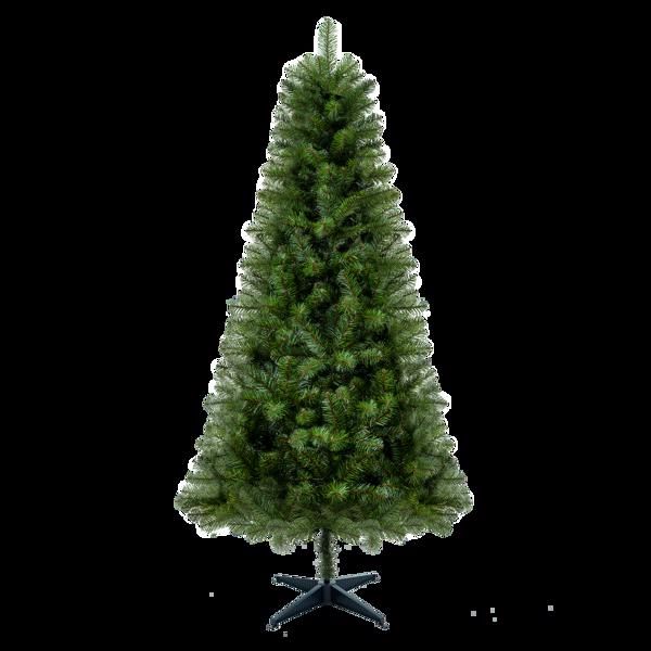 6FT Hinged Unlit Artificial Christmas Tree with 582 Tips, Full PVC Branches, Green Holiday Tree with 4-Leg Plastic Stand for Indoor Christmas Decoration