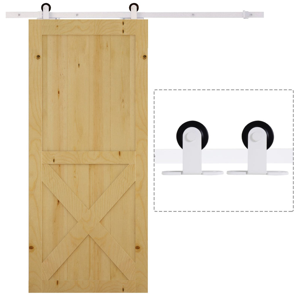 6ft Ideal Rustic Interior Sliding Barn Door Mounting Hardware Kit - White