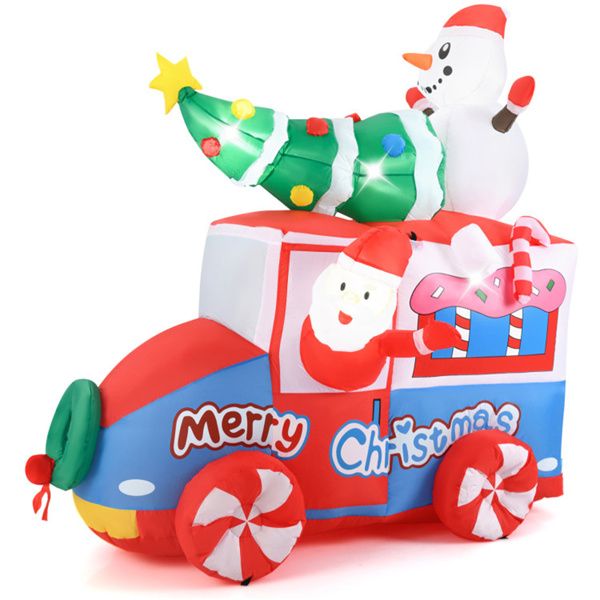 6ft Inflatable Santa Car - 5 LED Lights, IP44 Waterproof, Quick Self-Inflation, Festive Decor