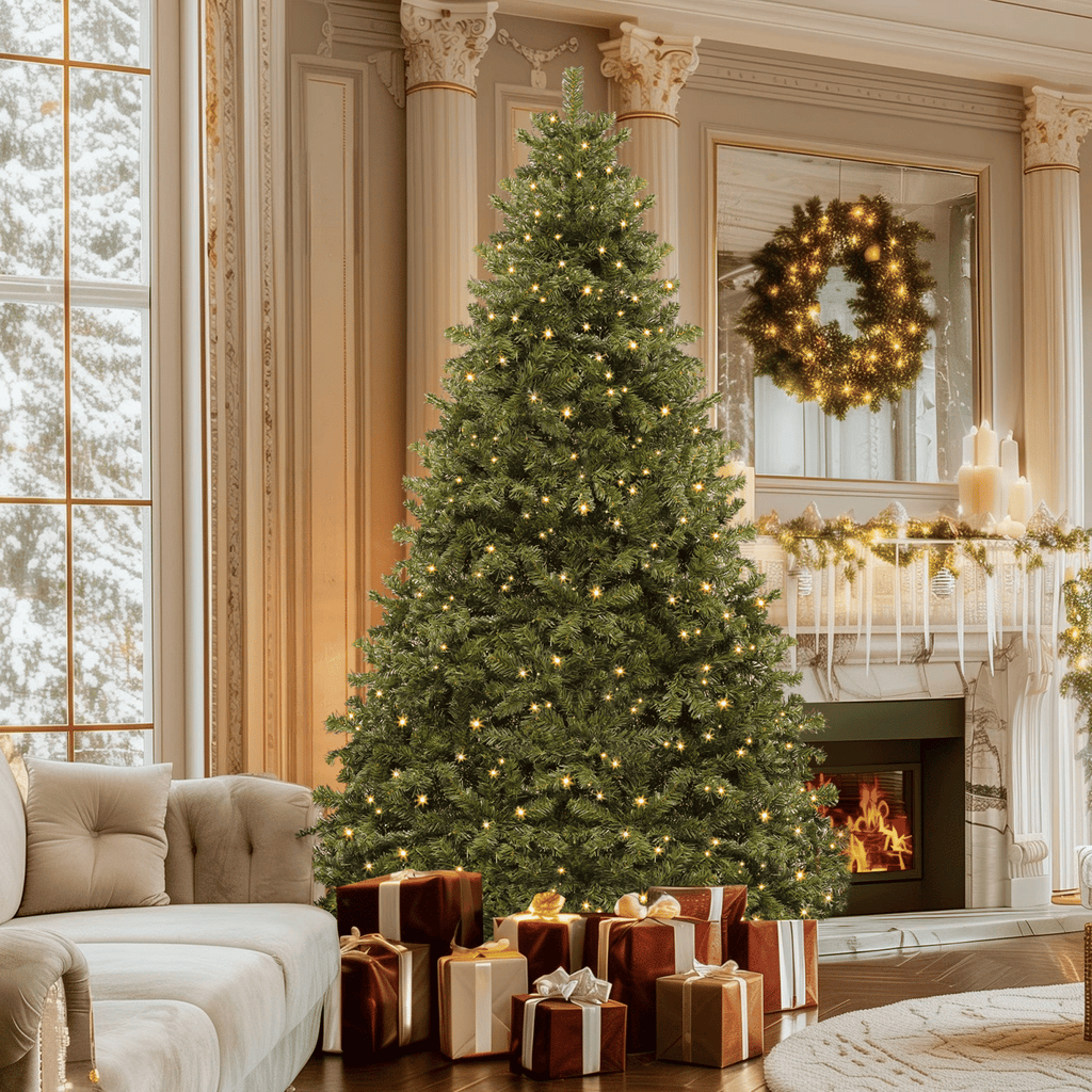 6ft Pre-Lit Artificial Christmas Tree with 880 Tips and 250 Warm LightsforHomeand Party