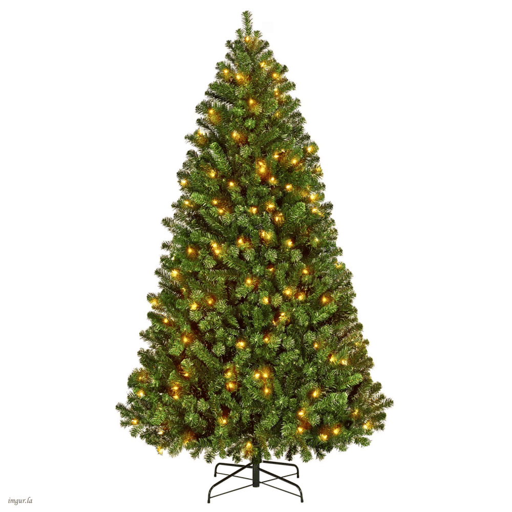 6FT Pre-lit Artificial Hinged Christmas Fir Tree with Stand and 300 LED Warm Lights,Green