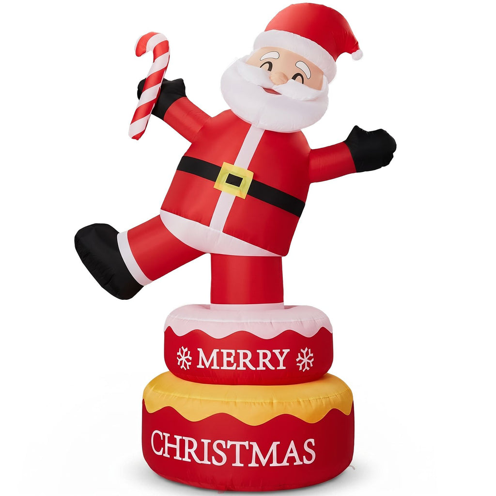 6FT Rotating Standing Santa Inflatable, 4 LED Lights, 210D Polyester Christmas Decor, US Plug