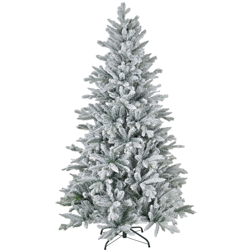 6ft Snow Xmas Trees, Flocked Christmas Tree with Snow Tips, Easy Assembly, Hinged Xmas Tree for Home Office Holiday
