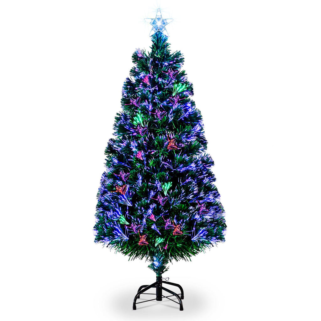 6ft Top With Stars PVC Material Fiber Optics 230 Branches Christmas Tree Green