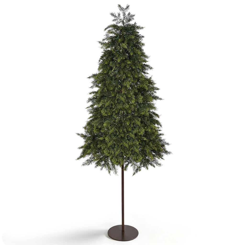 6FT Two-Tone Green Tall-Leg Tree, 228 PE Tips, 145 Warm White Lights with 8 Modes & Remote, US Plug