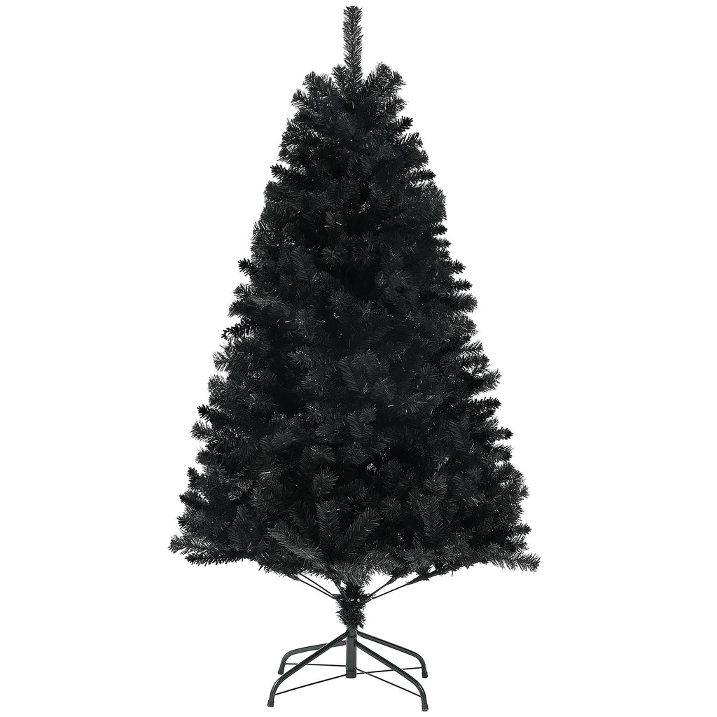 6ft Unlit Artificial White Christmas Tree, Holiday Decor with 1000 Branch Tips, Auto Open and Steel Base, Black