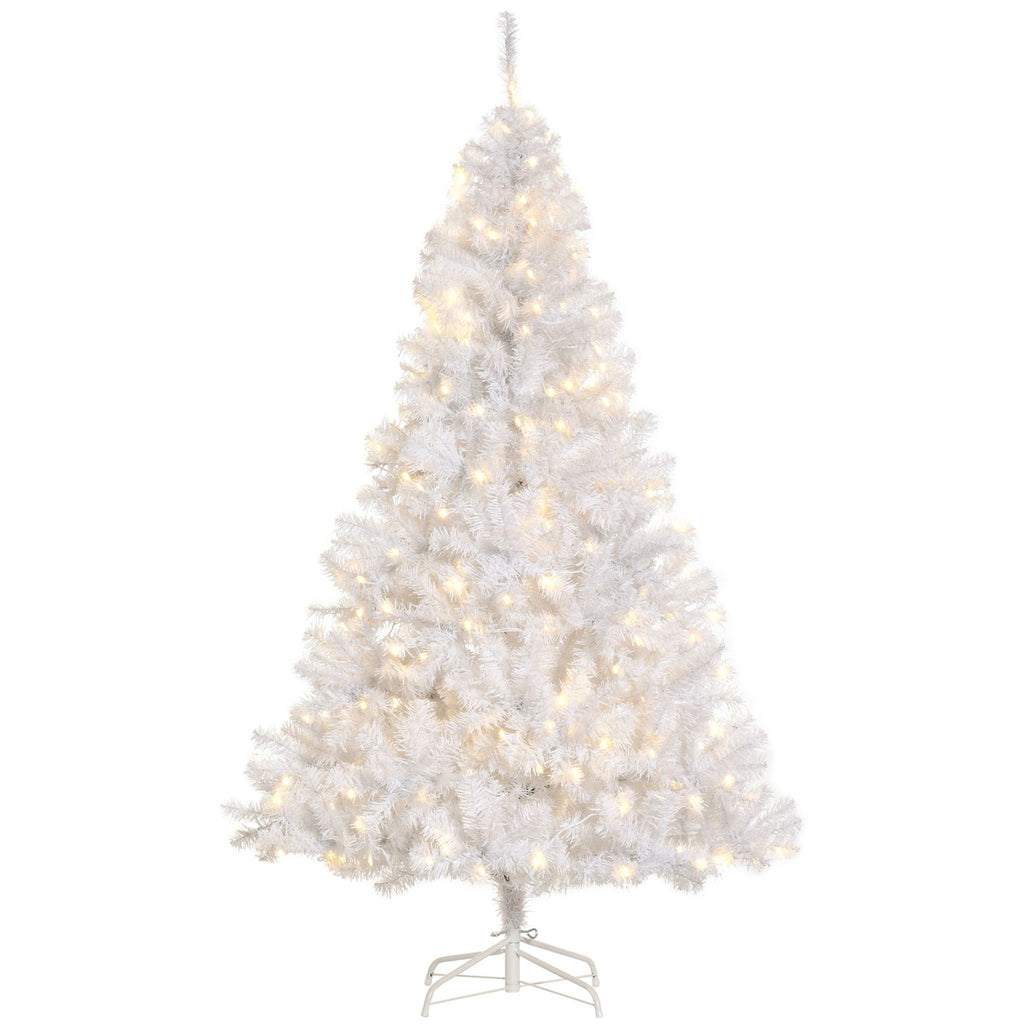 6ft White Christmas Tree Pre Lit PVC with Metal Stand 250 Warm White LED 1000 Tips for Home Decoration
