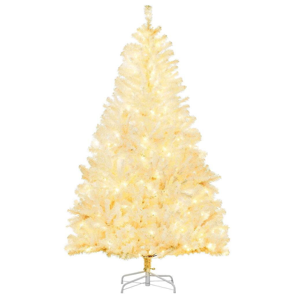 6ft White Pre-Lit Artificial Christmas Tree with Warm White LED Lights and Auto Open Feature