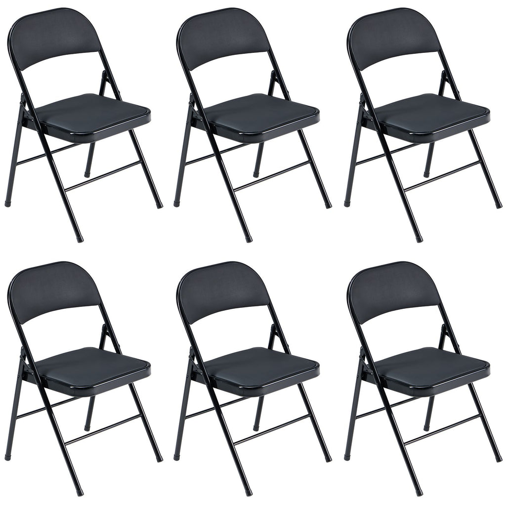 6pcs Elegant Foldable Iron & PVC Chairs for Convention & Exhibition Black