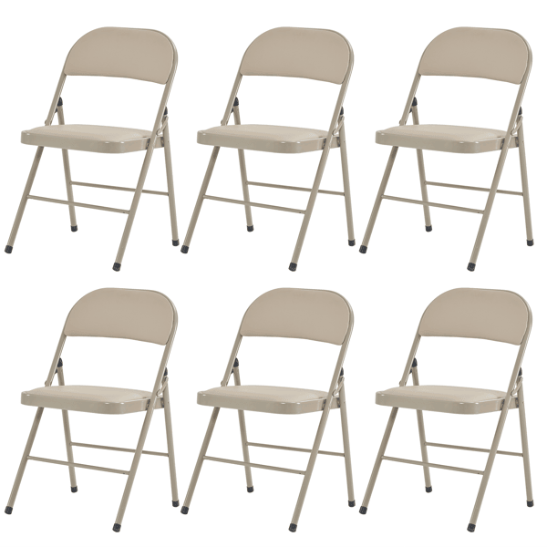 6pcs Elegant Foldable Iron & PVC Chairs for Convention & Exhibition Light Brown