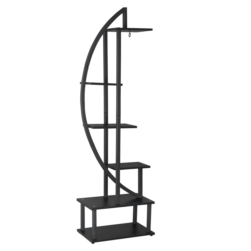 6th Floor Half Moon Ironwood Suitable For Garden Balcony Patio Lawn Home Decoration Plant Stand Flower Pot Stand Iron Flower Stand Black