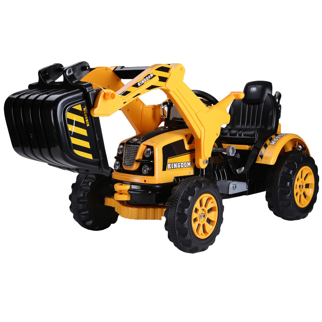 6V Electric Kids Ride On Toy Tractor, Digger Construction Excavator Vehicle, Forward/Backward, Yellow/Black