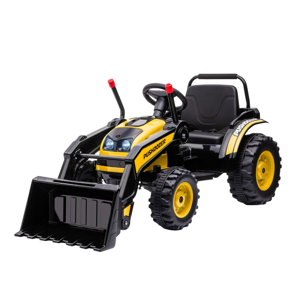 6V Electric Ride-On Digger for Kids, Truck with Realistic Sounds, Headlights, 2 Speed, Yellow