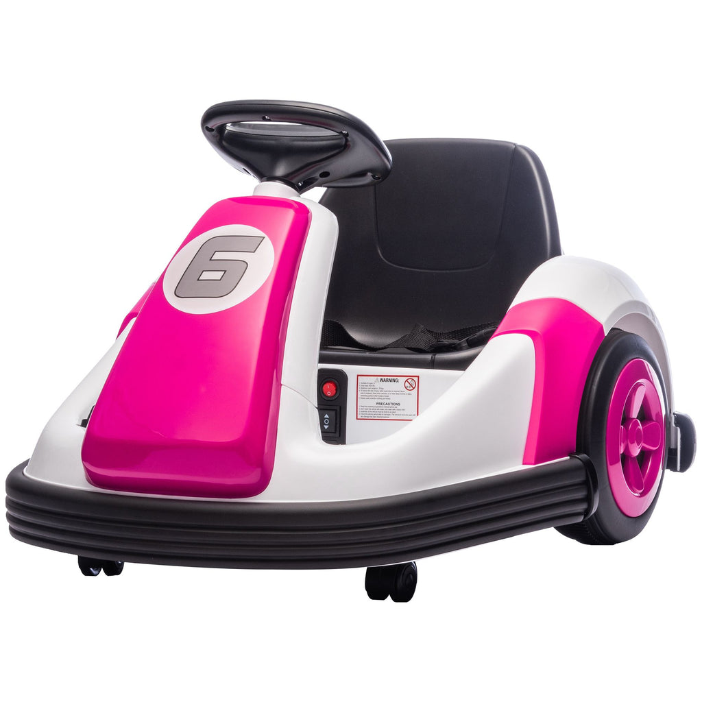 6V Kids Bumper Car with Big Wheels, Electric Car for Kids with 360-Degree Spin, Slow Start, for 37-72 M, Pink