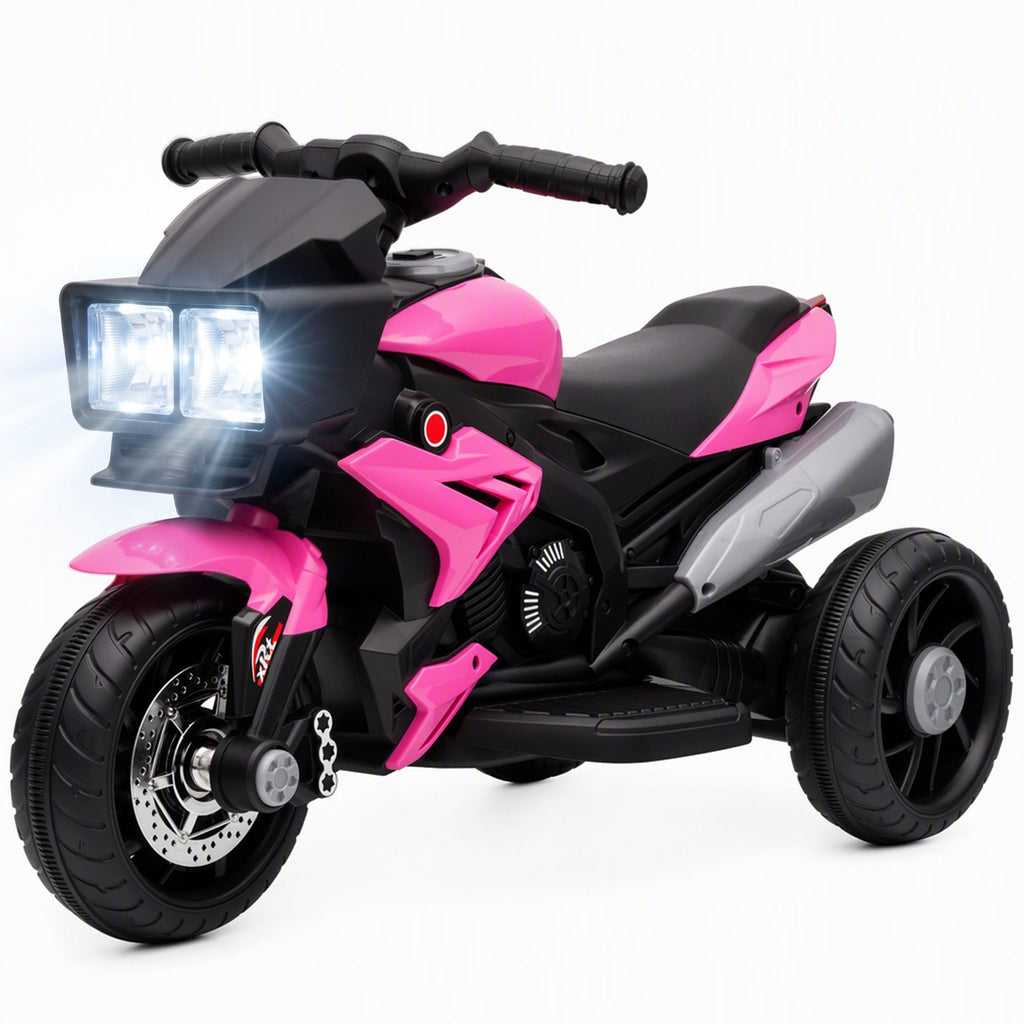 6V Kids Motorcycle, Battery-Operated Mini Electric Motorbike with Forward/Reverse Switch, Horn, Pink