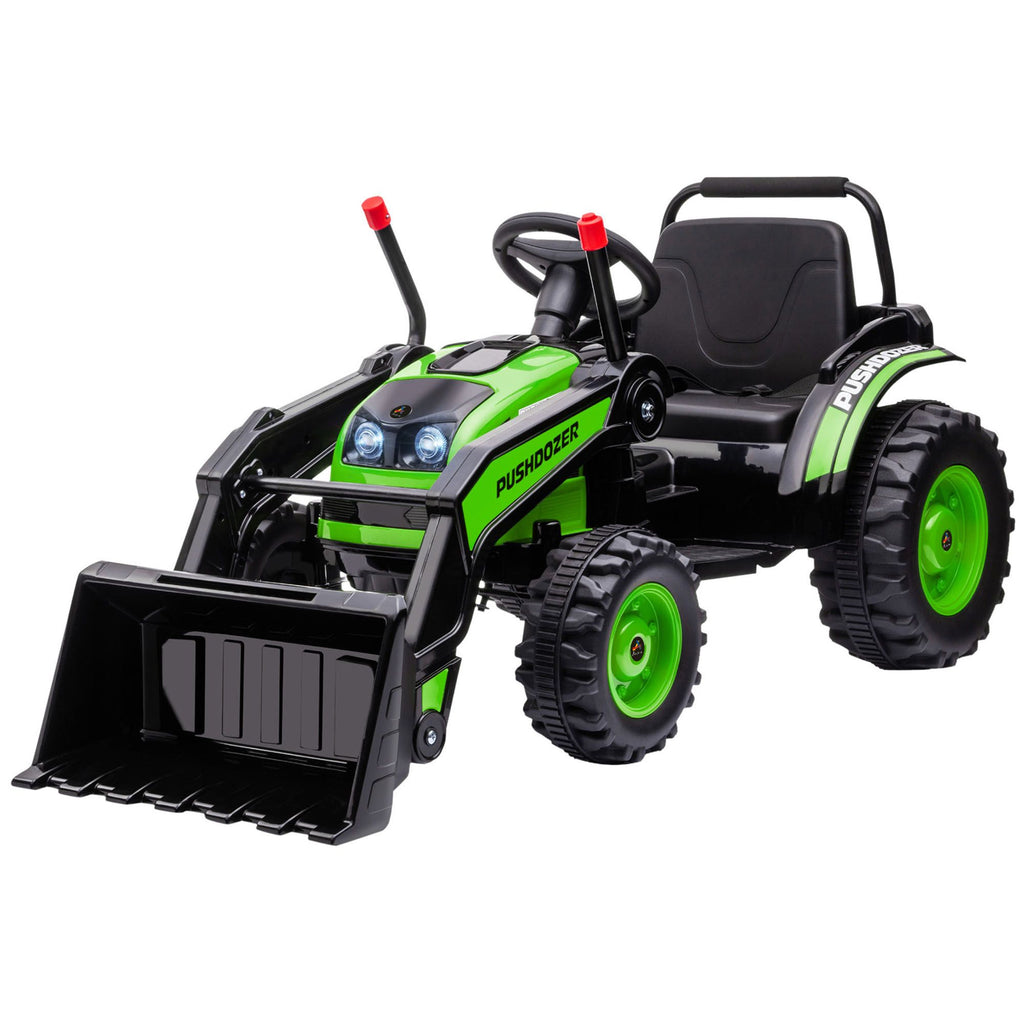6V Kids Rechargeable Battery Powered Truck with Adjustable Bucket, High/Low Speed Realistic Sound, Green