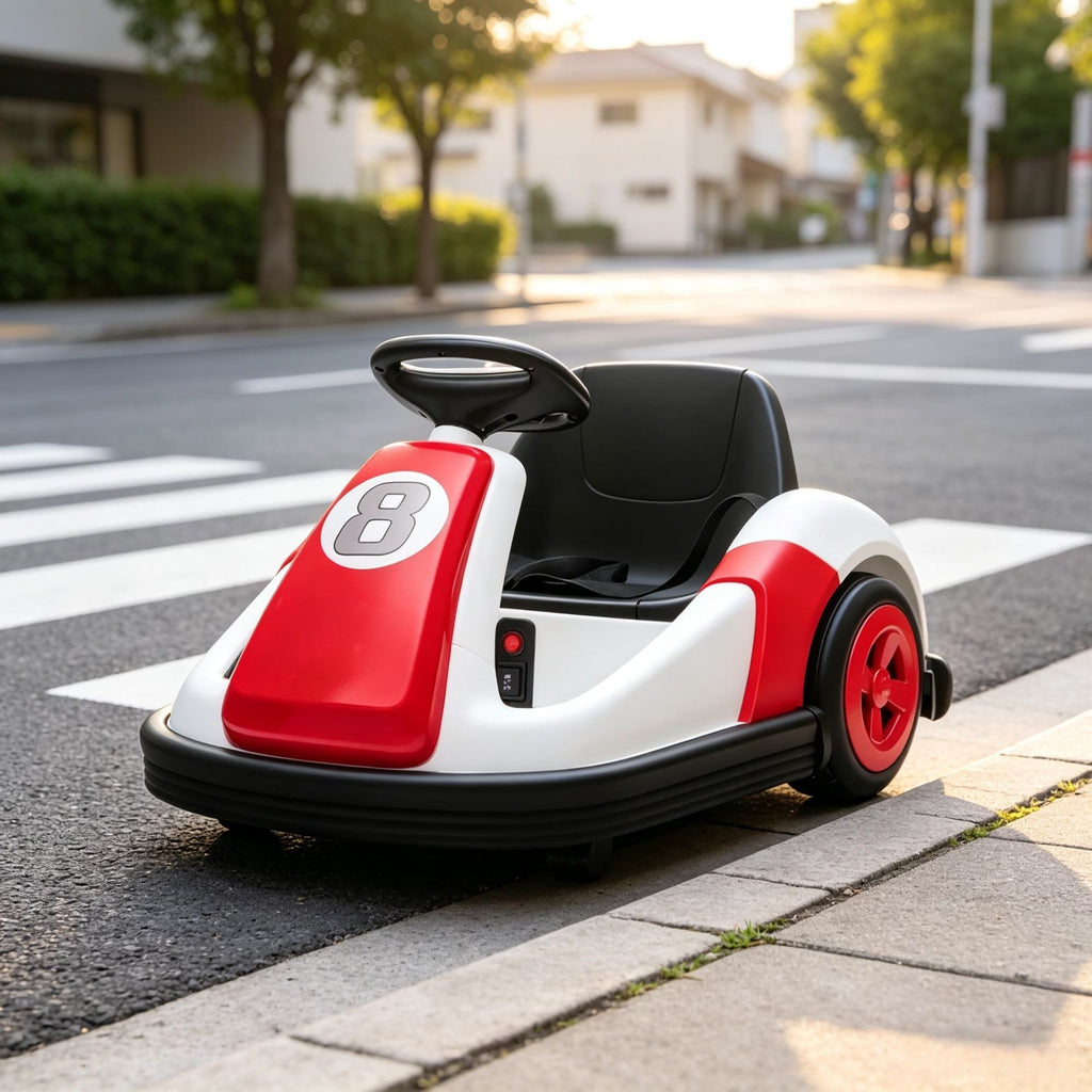 6V Red Electric Bumper Car for Kids 37-72 Months, Big Wheel Ride-On Toy with 360 Spin & Slow Start