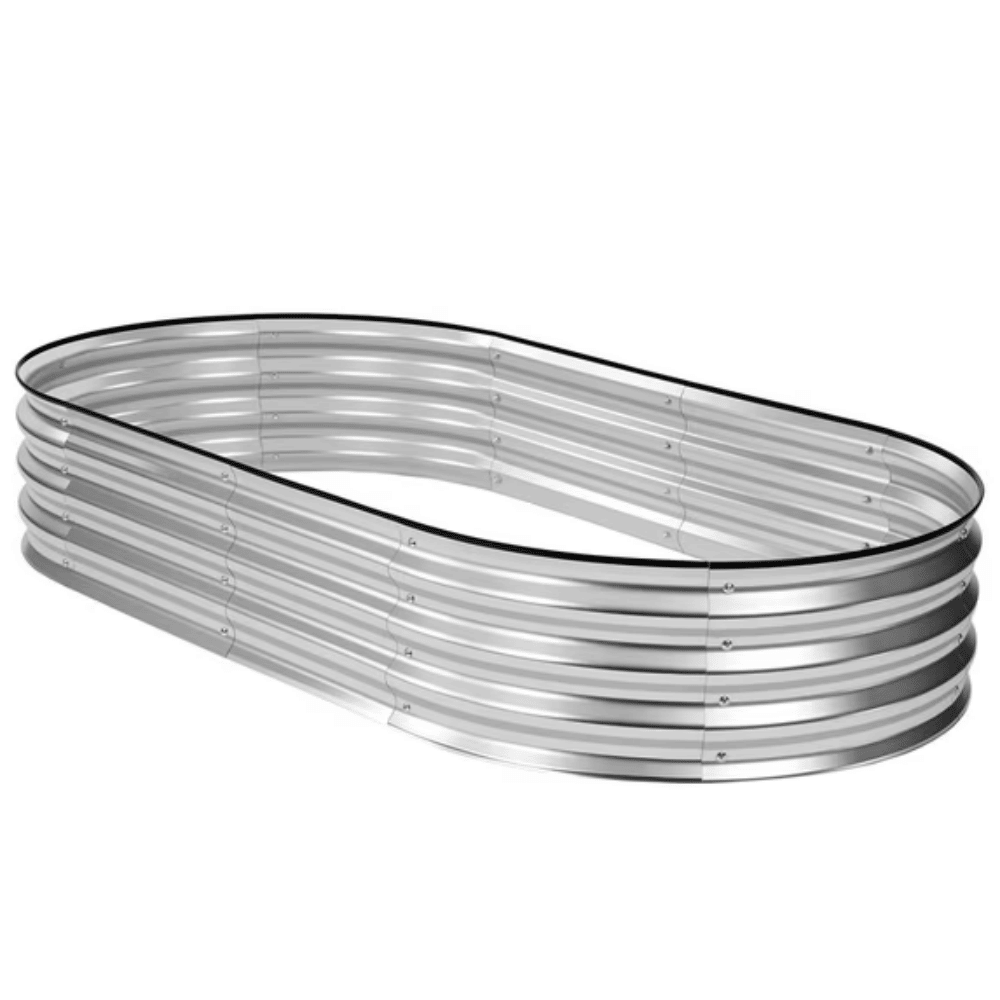 6x3x1ft Galvanized Metal Raised Garden Bed,Oval Planter Box Outdoor,Silvery