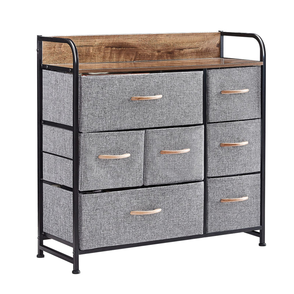 7 Drawer Dresser, Dresser Organizer, Fabric Dressers for Bedroom, Storage Tower for Hallway, Entryway, Closets, Sturdy Steel Frame, Wood Top & Handles RT