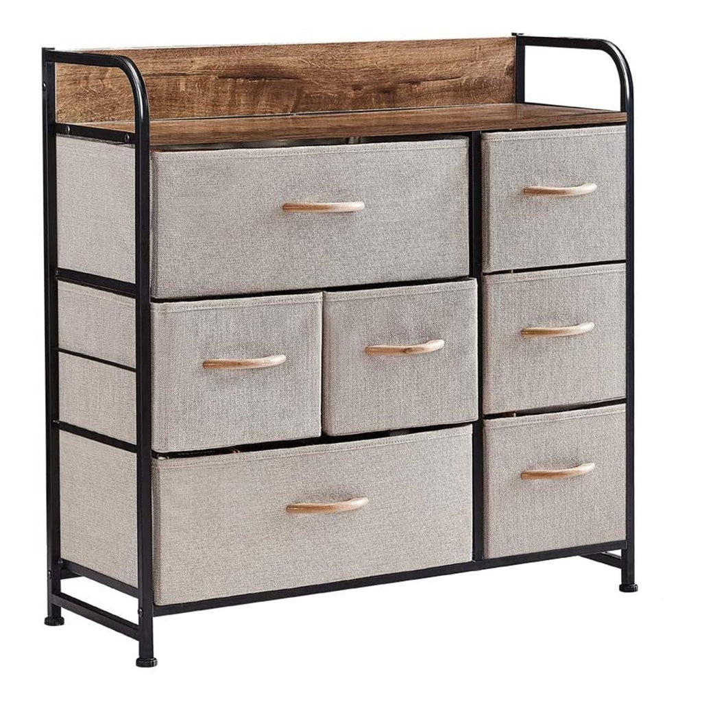 7 Drawer Dresser, Dresser Organizer, Fabric Dressers for Bedroom, Storage Tower for Hallway, Entryway, Closets, Sturdy Steel Frame, Wood Top & Handles RT
