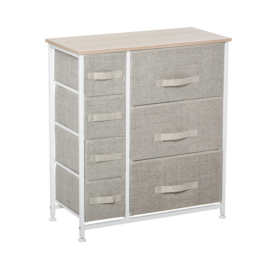 7-Drawer Fabric Dresser with Easy-Pull Bins, Metal Frame for Bedroom Storage, Gray