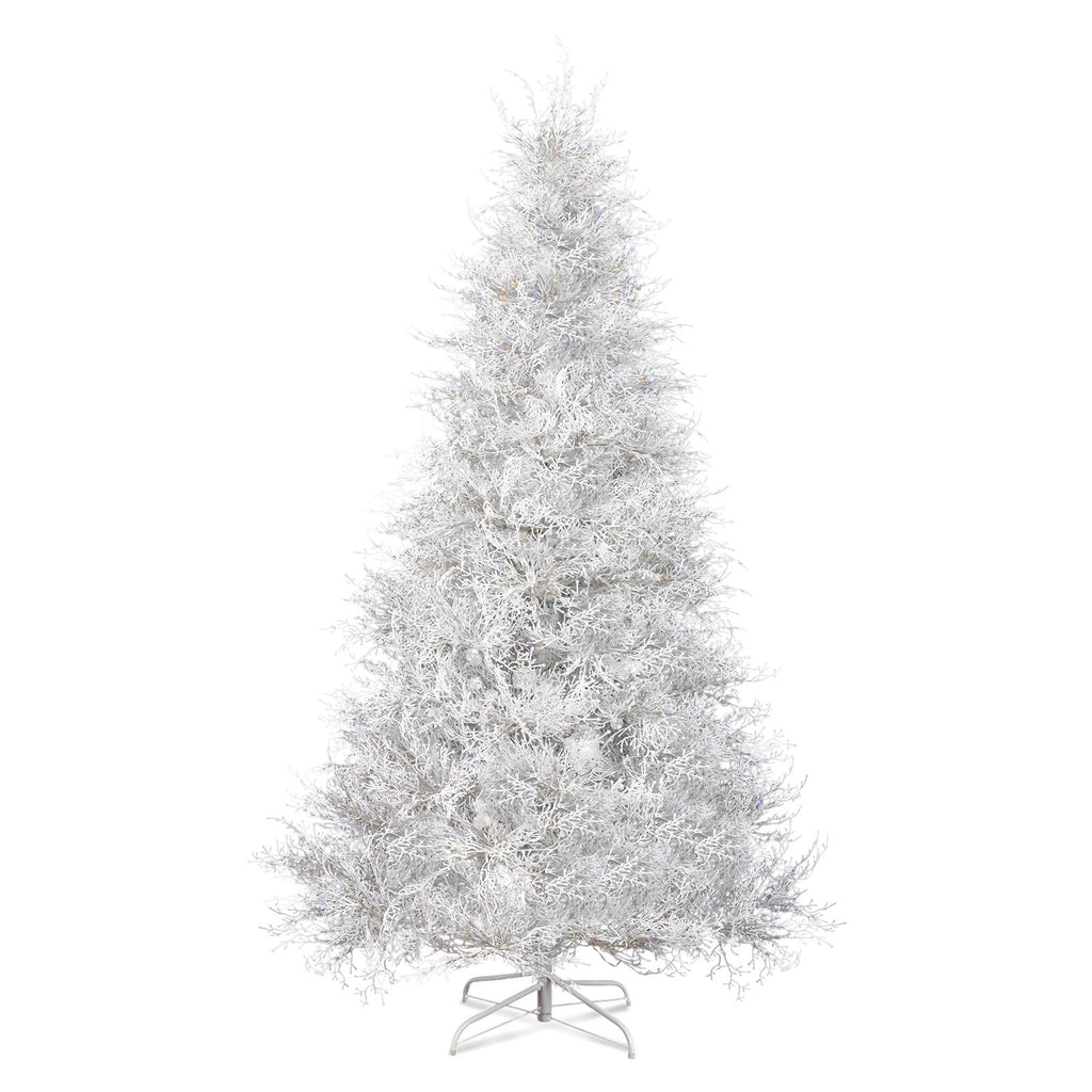 7 FT Artificial Christmas Tree with 400 Lights Stepless Dimming, 3 Color Modes, Hinged Xmas Pine Tree with 1218 Branch Tips for Holiday Party Office Home, White