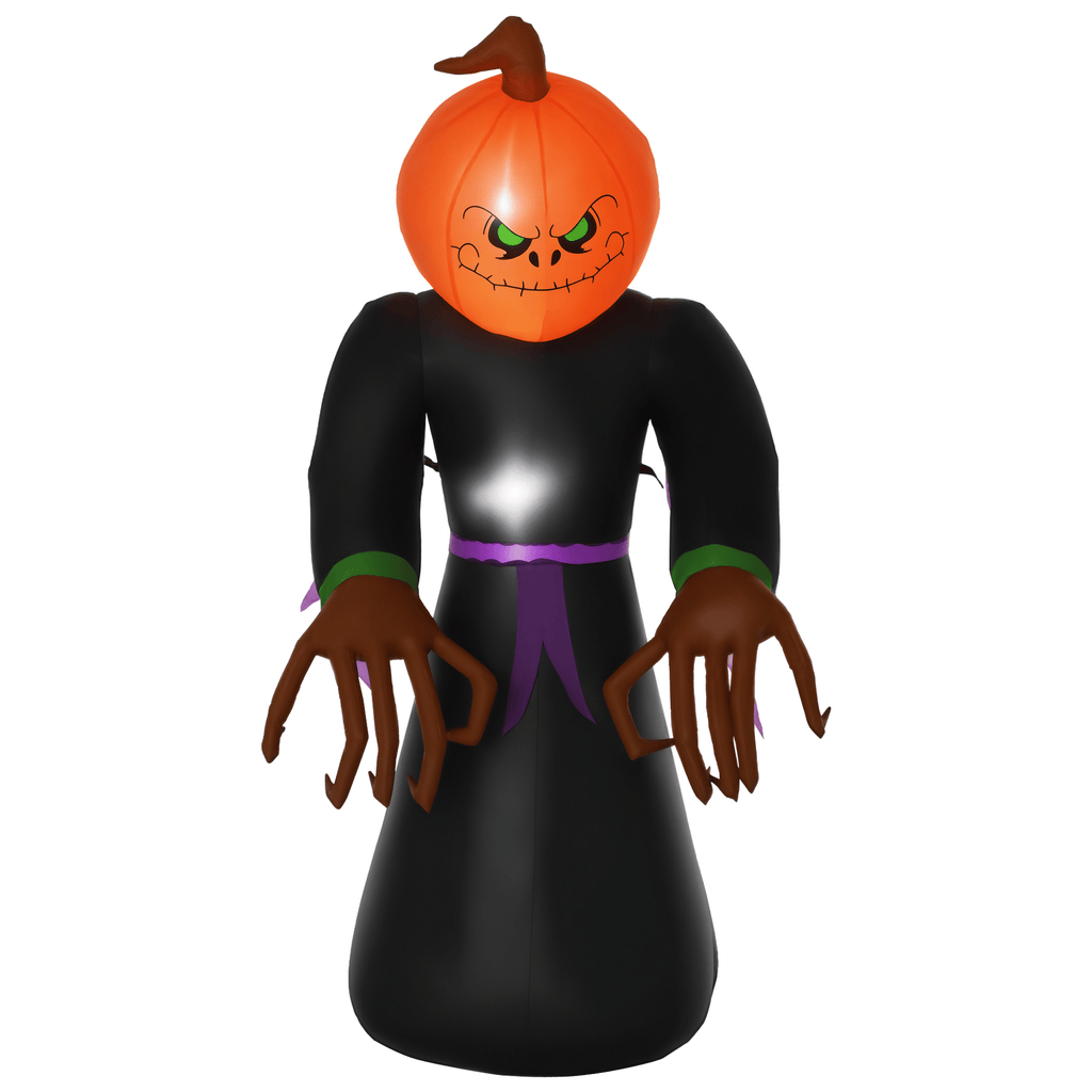 7' Halloween LED Yard Decor Reaper Ghost Pumpkin, Blow Up Inflatable Outdoor Decoration, Waterproof