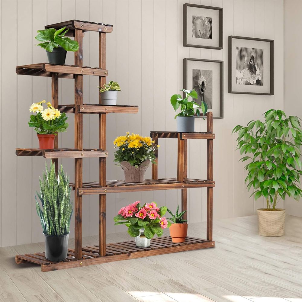 7-Tier Flower Wood Stand Plant Display Rack Storage Shelf