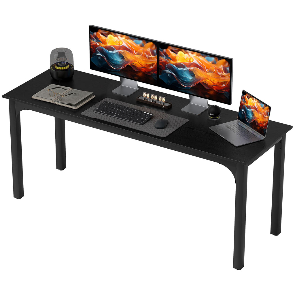 70.9" Computer Desk, Desktop Desk with Metal Legs, Black