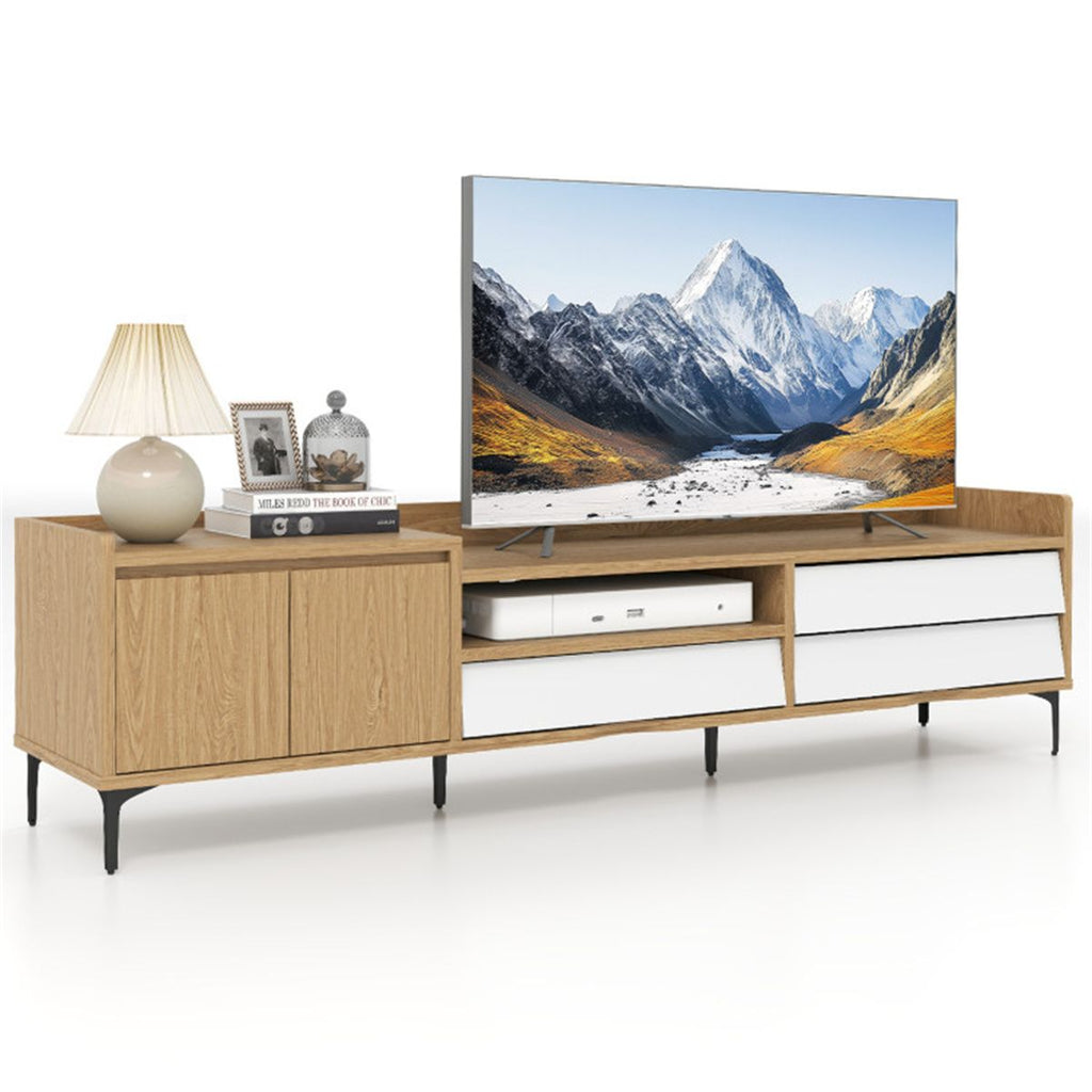 71" Entertainment Center with Drawers & Cabinet, Cable Management TV Console for Living Room