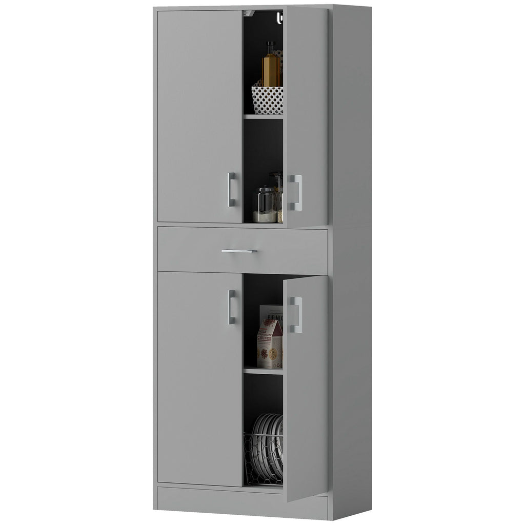 71" Kitchen Cabinet with Drawer and Adjustable Shelf, Freestanding Tall Kitchen Pantry, Gray