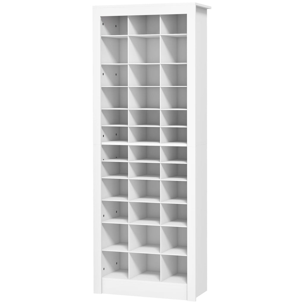 71" Shoe Storage Cabinet with 3 Heights of Open Cubes for 36 Pairs, Narrow Shoe Organizer for Entryway, Hallway, White