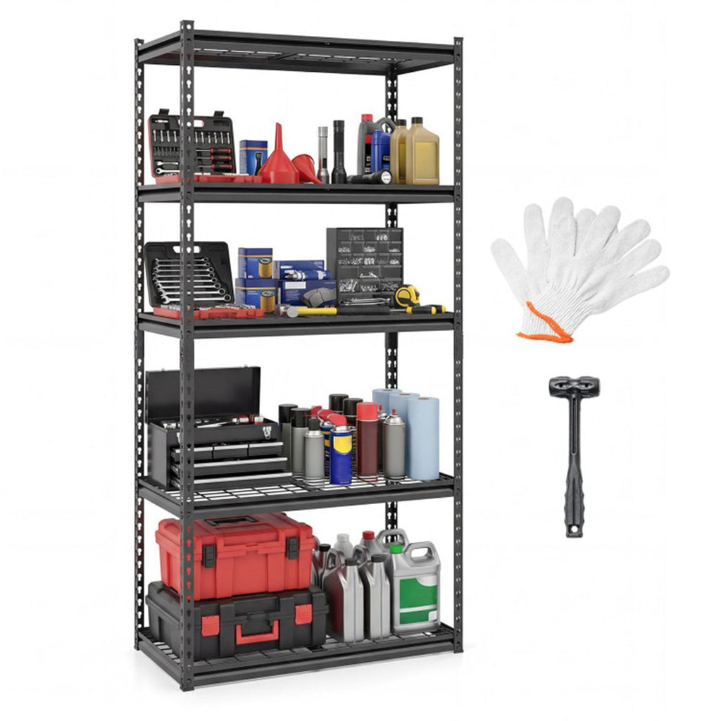 72" Adjustable Height Metal Storage Shelves with Anti-Tipping Kit, Expandable Organizer for Garage & Kitchen