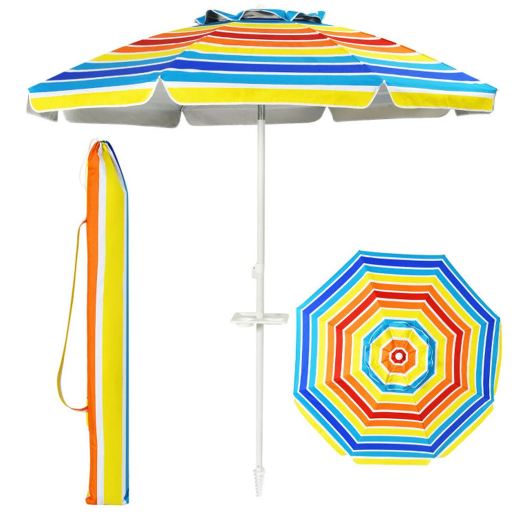 7.2 Feet Outdoor Beach Umbrella with Tilt Mechanism