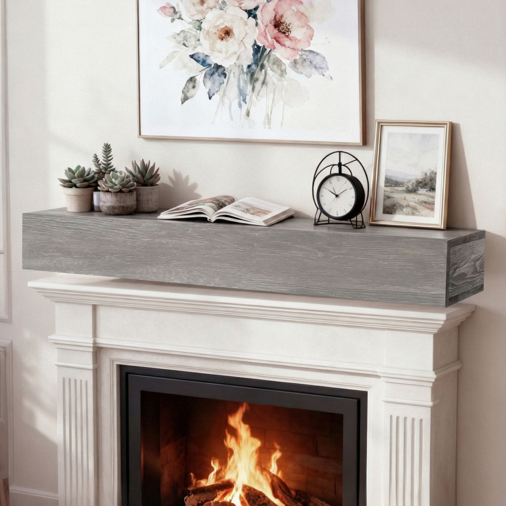 72" Rustic Wood Fireplace Mantel,Wall-Mounted & Floating Shelf for Home Decor