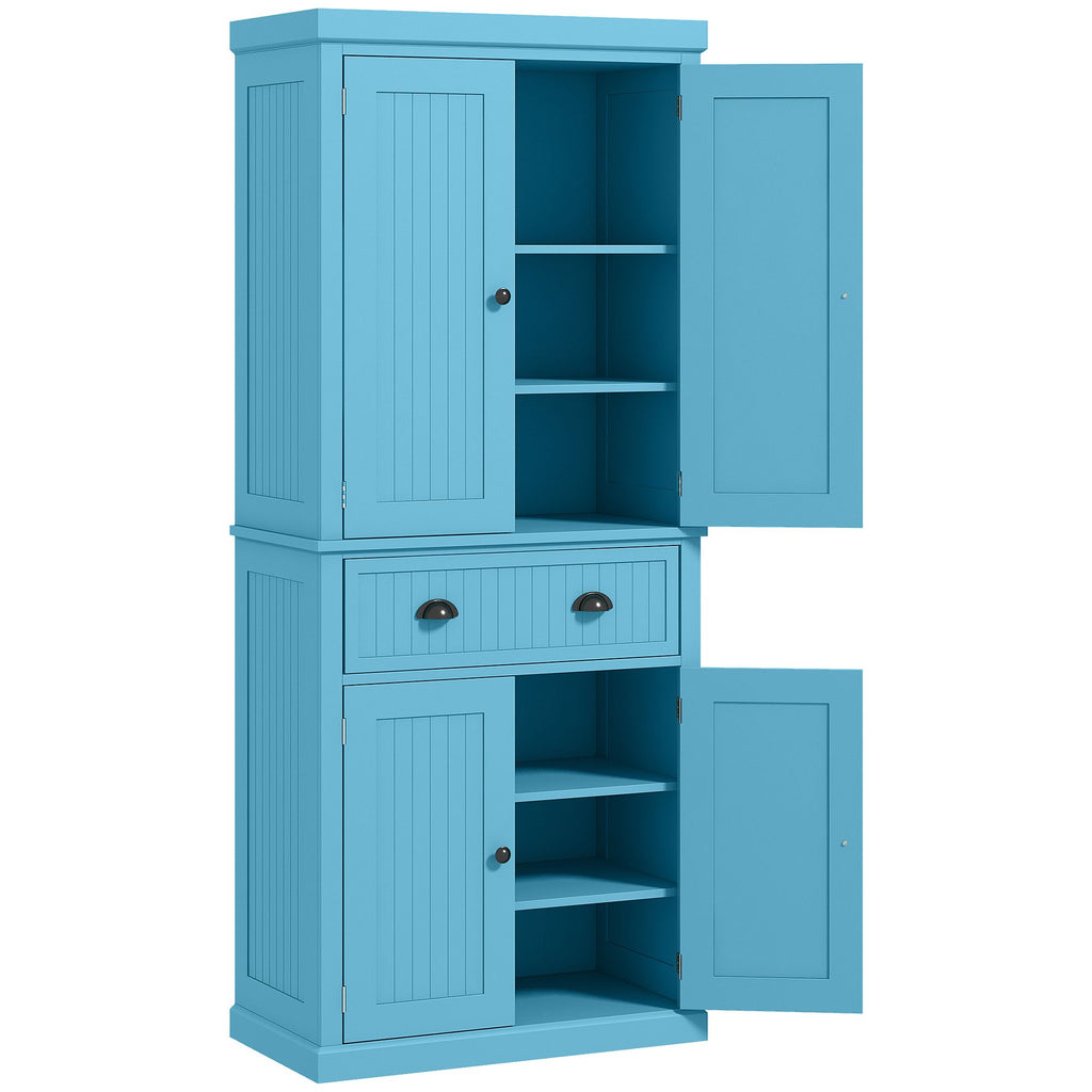 72" Tall Pantry Cabinet, Storage Cabinets w/ 4 Doors and 3 Adjustable Shelves, Perfect for Kitchen, Laundry, Dark Blue