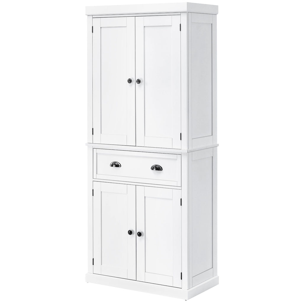 72" White Kitchen Pantry Cabinet Freestanding Storage with Shelves