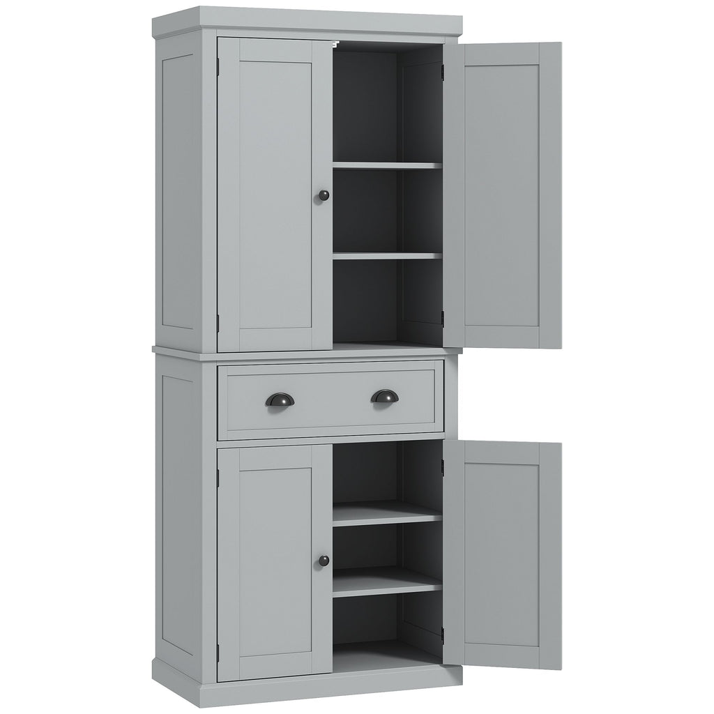 72.5" Kitchen Cabinet, Pantry Storage Cabinet with Doors and Shelves, Freestanding Food Pantry Cabinet, Gray