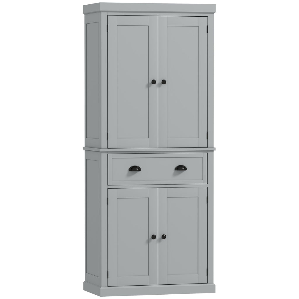 72.5" Kitchen Cabinet, Pantry Storage Cabinet with Doors and Shelves, Freestanding Food Pantry Cabinet, Gray