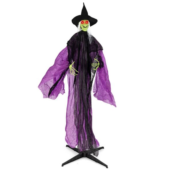 7.2ft Sound-Activated Halloween Witch - Eerie Arm Movements, Terrifying Sounds & Glowing Eyes for Indoor/Outdoor