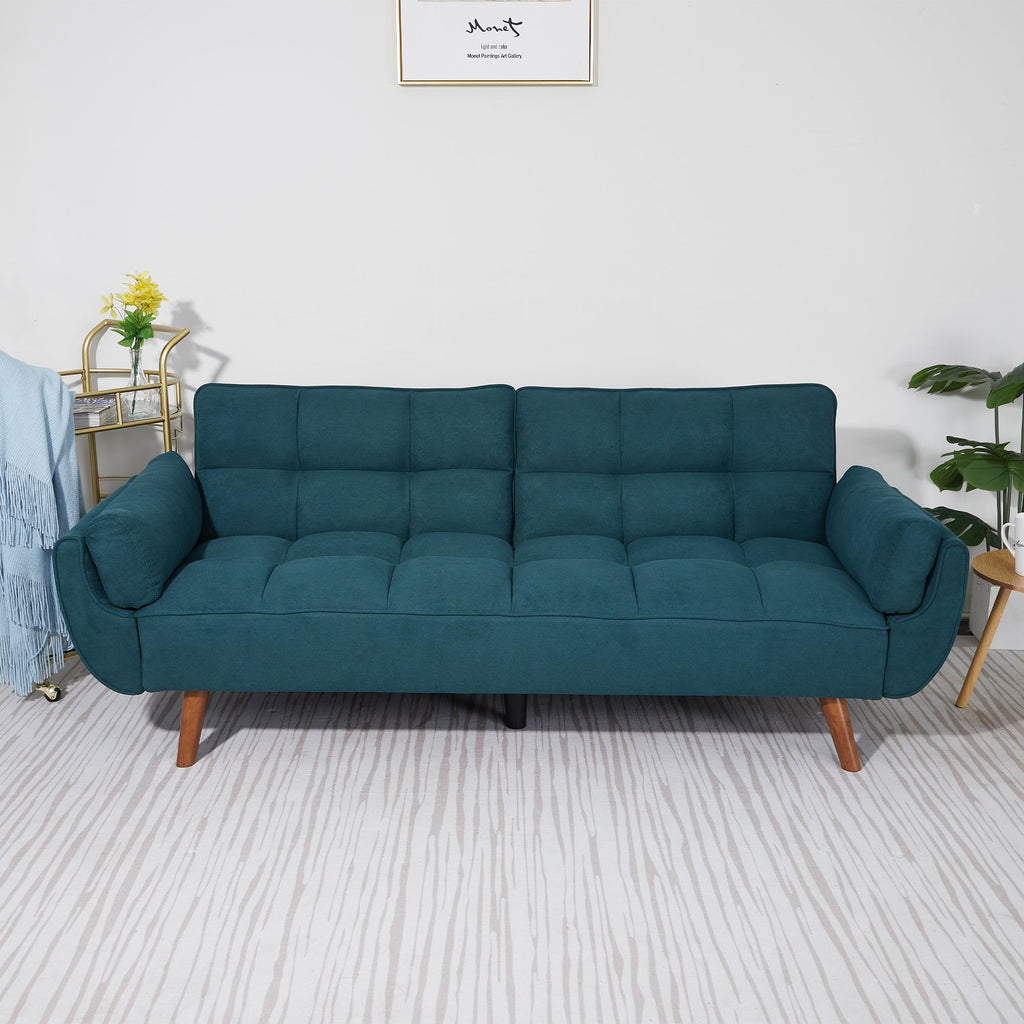 75" Flared Arm Convertible Sleeper Sofa-Green