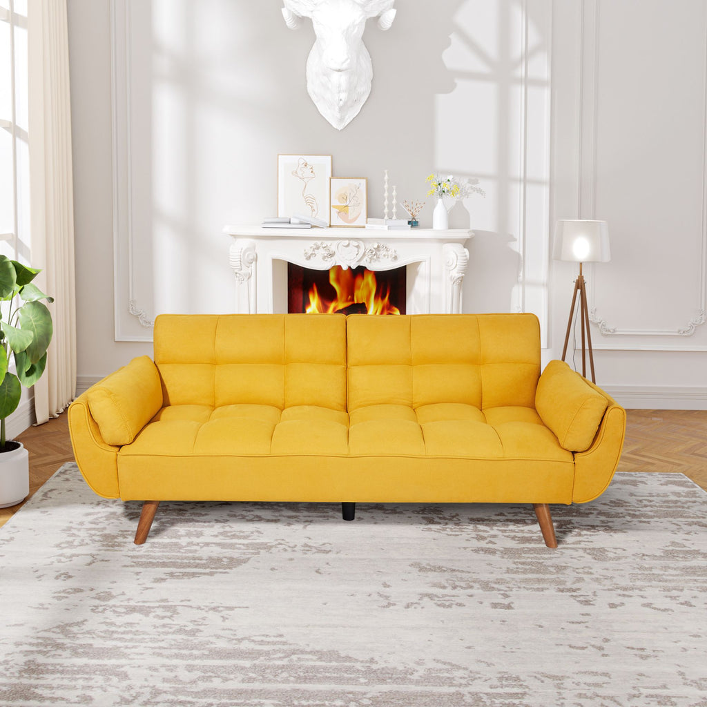 75" Flared Arm Convertible Sleeper Sofa-Yellow