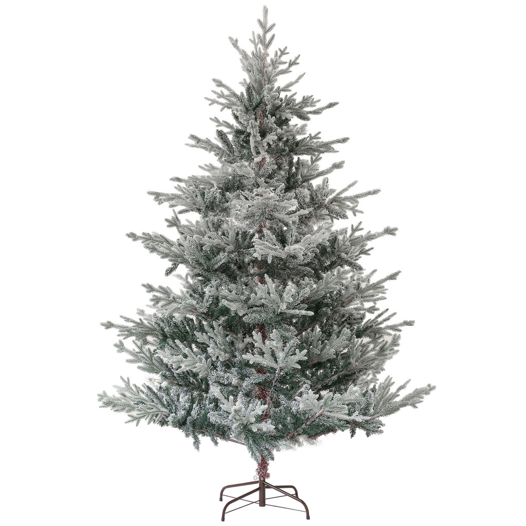 7.5 Foot Snow Xmas Tree, Realistic Flocked Christmas Tree with Snow & Stable Base, Perfect for Home Office Holiday