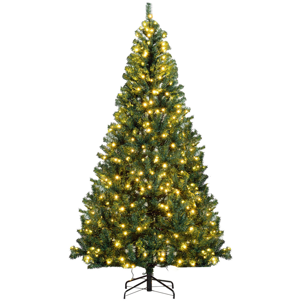 7.5 FT PreLit Artificial Christmas Tree with Realistic Branches, 500 Warm White LED Lights and 1346 Tips, Green