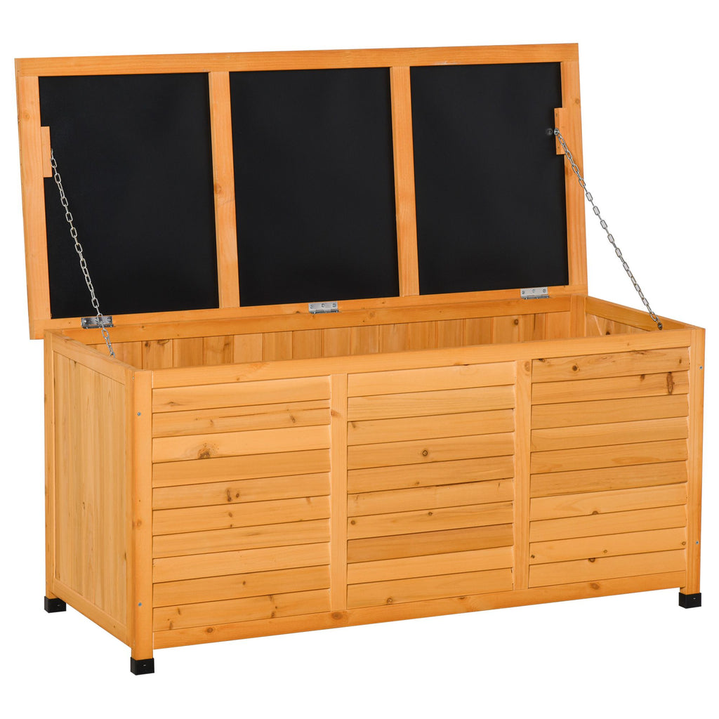 75 Gallon Deck Box Wooden Outdoor Storage Container Aerating Gap Weather-Resistant Yellow