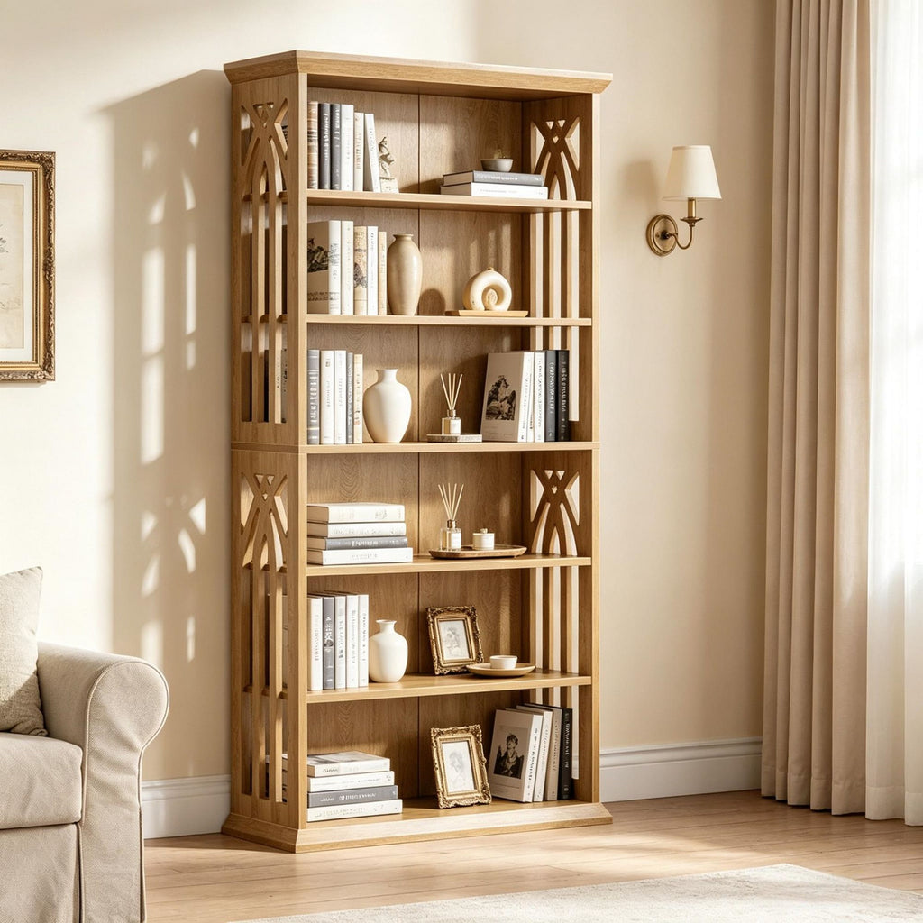 75 Inch 6 Tier Bookcase with Display Shelves and Storage Etagere